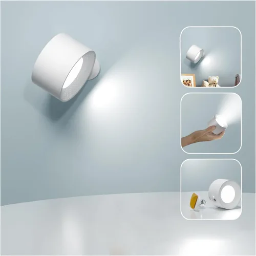 Vista 7 de Deyagoo 2PACK Lámpara de pared LED con control remoto - Lámpara de pared recargable, 3 colores y 3 niveles de brillo, cabezal giratorio magnético