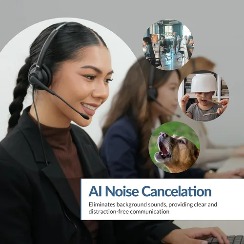 Vista 2 de Cyber Acoustics Auriculares con cable USB-C con micrófono para PC (AC-304C), auriculares con cable con micrófono de cancelación de ruido