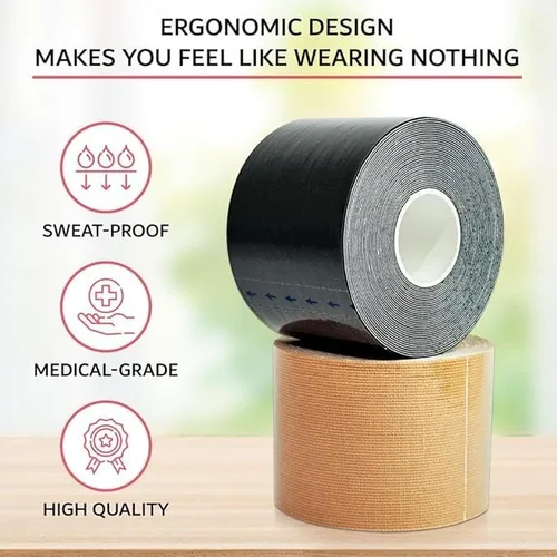 Vista 7 de Agam Intima Cinta adhesiva para levantamiento de senos, cinta corporal, cubiertas de pezones - pechos grandes, copa A-G - 20 cintas de ropa de doble