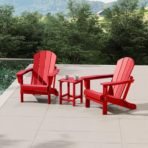 Vista 22 de WestinTrends Malibu - Juego de 2 sillas Adirondack con mesa auxiliar, asientos al aire libre para todo tipo de clima, silla plegable de plástico