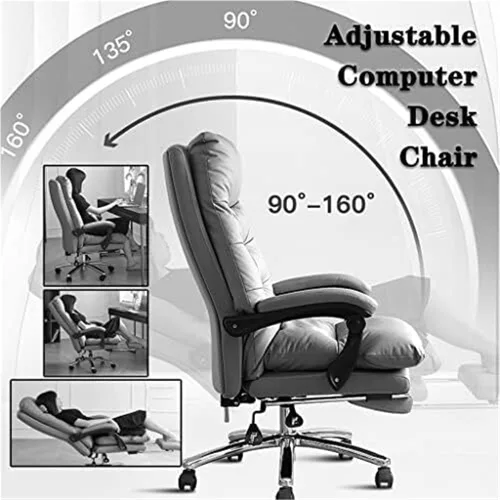 Vista 5 de Executive Big and Tall Office Chair Heavy Duty High Back Reclining Computer Desk Chair with Massage Back Linkage Armrests and Retractable Footrest