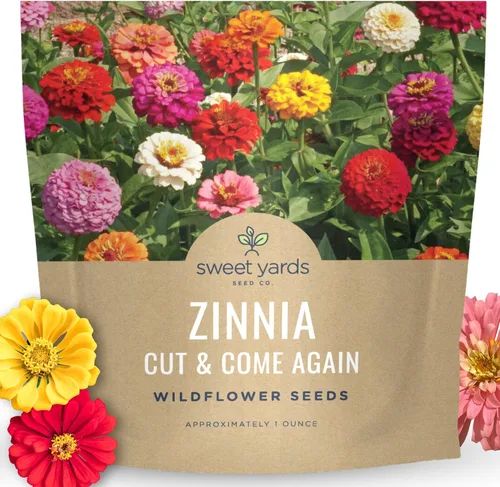 Vista 10 de Zinnia Cut & Come Again Mix - Bolsa a granel de 1 libra - 60,000 semillas de flores para plantar - Zinnia elegans