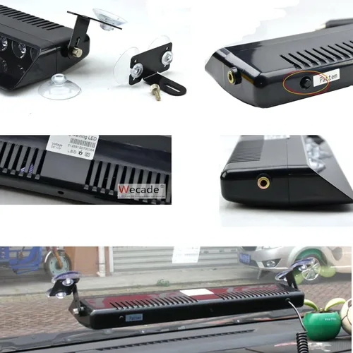 Vista 2 de Juego de 12 luces LED Wecade de emergencia de 12 W para camión, luz estroboscópica para parabrisas y luz de aviso , Ambar