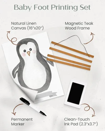 Vista 3 de Kit de huellas de bebé de pingüino, fabricante de huellas para recién nacidos, para recuerdos, recuerdos y regalos