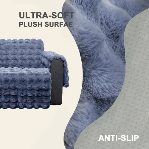 Vista 5 de Funda de sofá de felpa y pelo Shaggy, funda de sofá de pelo sintético para perros, funda impermeable, protector de muebles antideslizante