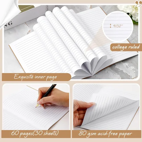 Vista 4 de Harloon A5 Composition Notebook Journals 8 x 5.75 in College Ruled Kraft Notebooks with Rainbow Spines Small Lined Composition Book for Office