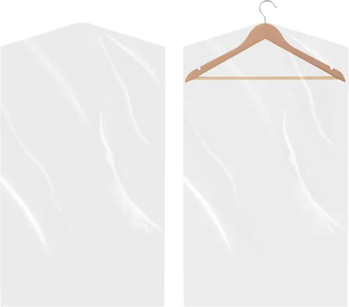 Vista 7 de 60 paquetes de bolsas para limpieza en seco para ropa de 40 pulgadas de largo - Bolsas transparentes de plástico para colgar ropa, cubierta