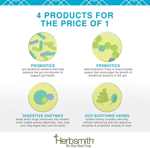Vista 2 de Herbsmith Microflora Plus – Ayuda a la digestión del perro – Probióticos y enzimas digestivas para perros – Prebiótico para perros – 30 cápsulas