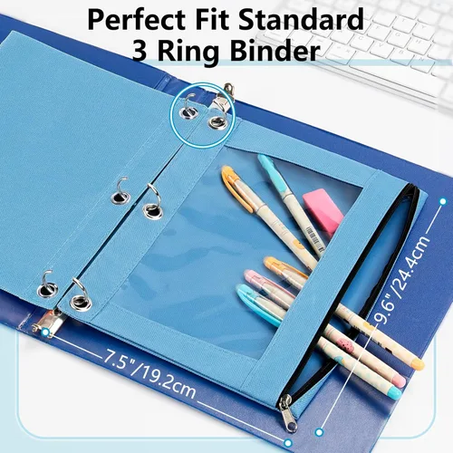 Vista 2 de Forvencer Estuche para lápices para carpeta de 3 aros, estuche transparente con ventana y cremallera suave, bolsa para lápices de gran capacidad