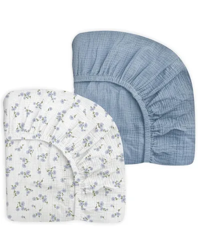 Vista 23 de Sábanas de cuna para niños y niñas, sábanas bajeras para cama de bebé de 28 x 52 pulgadas, ropa de cama de muselina neutra de algodón para cuna