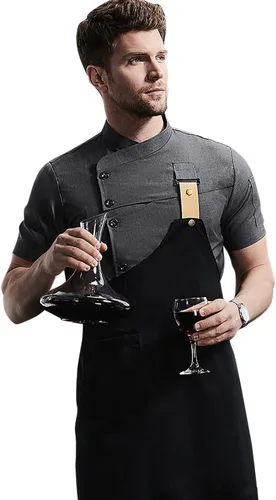 Vista 2 de Conjunto de chaqueta de chef para hombre (abrigo+delantal)