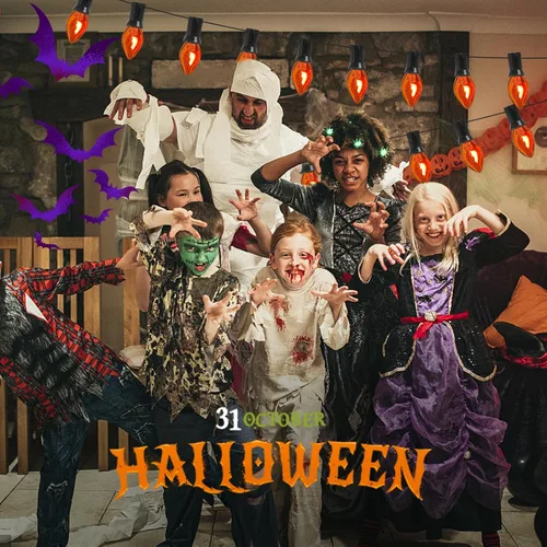 Vista 5 de Bombilla de llama parpadeante naranja C7, bombillas parpadeantes de araña de Halloween de 1 W con brillo naranja que parpadea, base de candelabro