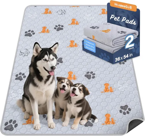 Vista 30 de WanpeeGoo Almohadillas lavables para orina para perros, paquete de 4 almohadillas absorbentes reutilizables para entrenamiento de perros