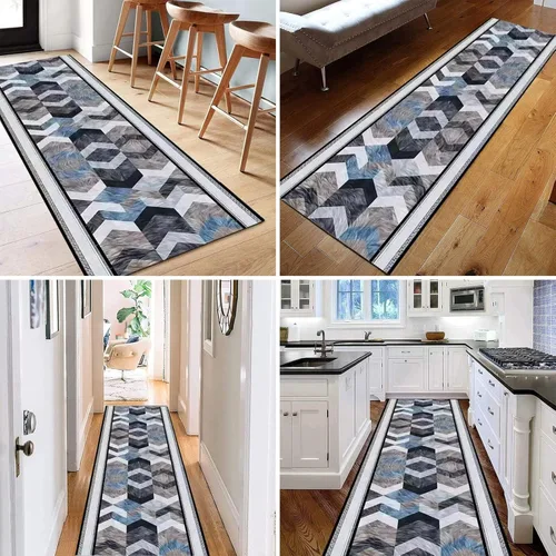 Vista 2 de Alfombra de pasillo para pasillo, alfombra larga moderna para pasillo, pasillo, cocina, salón, balcón, alfombra antideslizante de 23.6 in/31.5