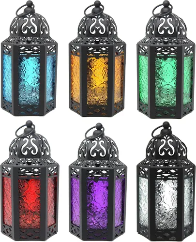 Vista 65 de VELA LANTERNS Farol portavelas decorativo, marroquí, gótico, morado, de 10.5 pulgadas, para mesa o colgar, decoración de Ramadán, decoración