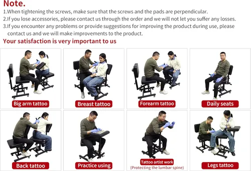 Vista 5 de Sillones de tatuaje mejorados de cuarta generación Sillas neumáticas de tatuaje Sillas ergonómicas para clientes Equipo de tatuaje ajustable