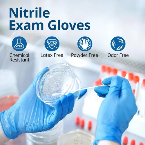 Vista 2 de SwiftGrip Guantes desechables de nitrilo para examen, azules, guantes de nitrilo desechables sin látex, guantes médicos, guantes de limpieza