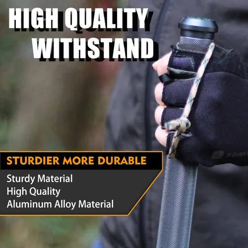 Vista 2 de aiGear H2 Survive Walking Hiking Stick - Outdoor Tactical Hiking Staff Multitool Gear Adjustable Trekking Poles for Survival Camping Hiking 6-8