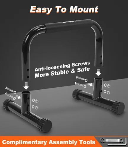 Vista 8 de Barra de empuje hacia arriba, barras de paraletas antideslizantes de 12 pulgadas de alto y barras de inmersión con asas de espuma