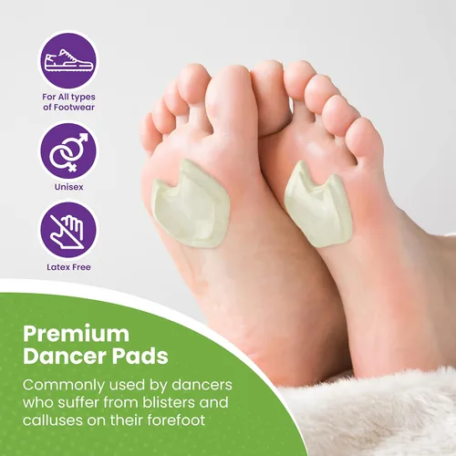 Vista 6 de Almohadillas de bailarines prémium para el dolor de bola de pies, almohadillas de sesamoiditis, fieltro adhesivo de 1/4 de pulgada de grosor, 12