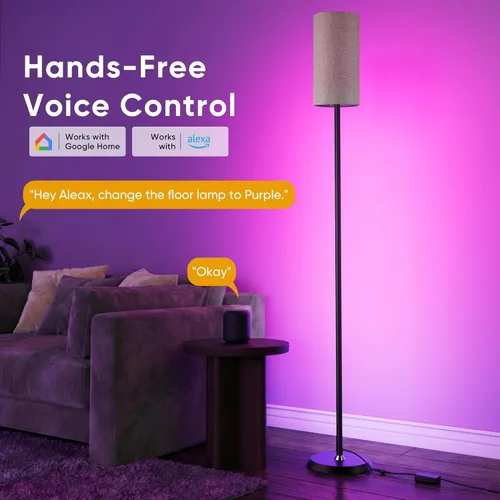 Vista 3 de PARTPHONER Lámpara de pie APP RGB con bombilla para sala de estar