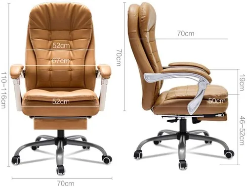 Vista 2 de Silla ejecutiva ergonómica de cuero regenerado con respaldo alto con brazos abatibles y soporte lumbar