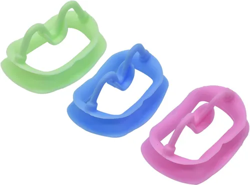 Vista 8 de Angzhili 3 piezas de abrebocas de silicona, retractor dental de mejillas para blanquear los dientes, retractor de labios intraoral reutilizable Azul