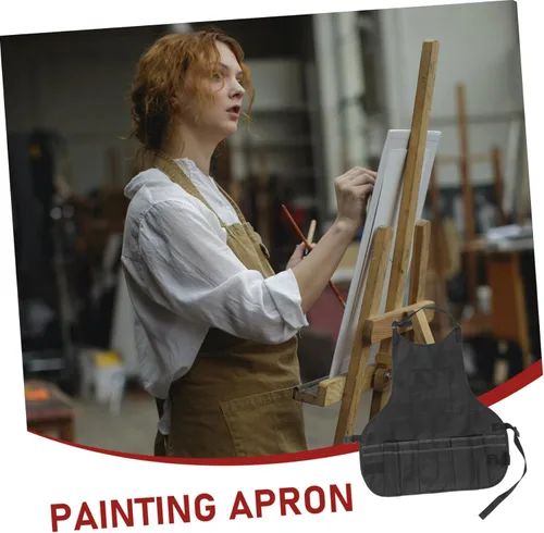Vista 8 de Unomor Adjustable Art Apron for Artists Protective Painting Tool Storage Apron in Black Size S Waterproof and Chemical Resistant for Creative