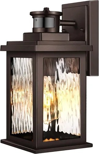 Vista 13 de VIANIS Luces para exteriores con sensor de movimiento, iluminación de anochecer a amanecer para casa, luces de grano de madera para garaje, farol