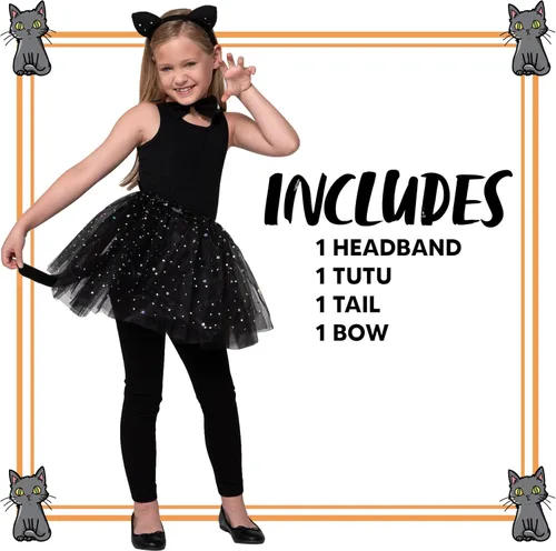 Vista 5 de Spooktacular Creations Conjunto de disfraz de animales para niños con tutú, cuello y cola con diadema, kit de accesorios de cosplay para niñas