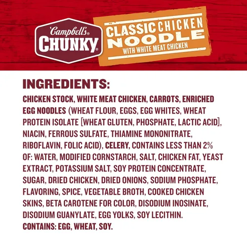 Vista 3 de Campbell's Chunky Sopa clásica de fideos con pollo, lata de 18.6 onzas