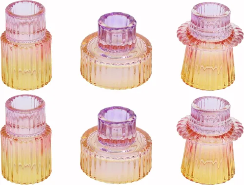 Vista 29 de Vixdonos Portavelas de Vidrio Portavelas de Velas de Té para Centros de Mesa, Decoración de Bodas y Fiestas de Cena (3 Piezas, Transparente)