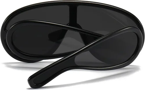 Vista 7 de Gafas de sol de moda con máscara ondulada para mujeres y hombres, gafas de sol de gran tamaño, estilo de diseñador de moda