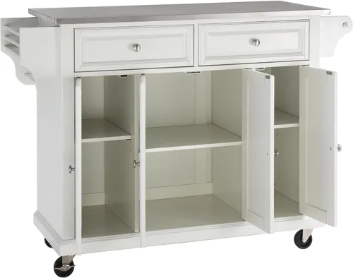 Vista 173 de Crosley Furniture isla de cocina con ruedas, Madera, Blanco