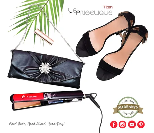 Vista 6 de Le Angelique Plancha plana Titan Nano Titanium ● Placas de peinado de 1 pulgada ● Control digital de temperatura de 450F a 120F Plancha de pelo