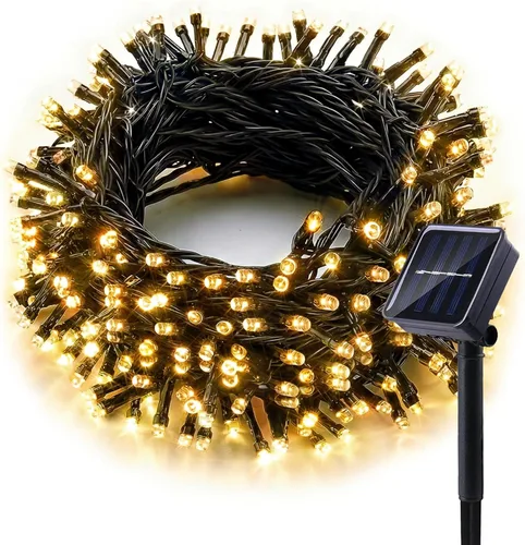 Vista 12 de Guirnalda de luces solares para exteriores, impermeables, 100 LED, 8 modos, jardín, Navidad, Pascua, Halloween, decoraciones al aire libre