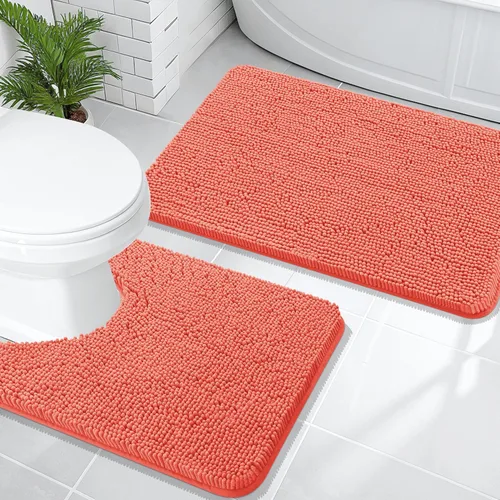 Vista 184 de OLANLY Juego de 2 alfombras de baño de felpilla suave y absorbente, antideslizantes, de secado rápido, lavables a máquina, accesorios de decoración