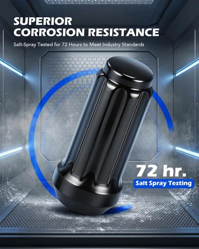 Vista 3 de Orion Motor Tech Tuercas de rueda M14x1.5 negras con llave estriada, XL de 2 pulgadas de longitud con asiento cónico, compatibles con Ford F250 F350