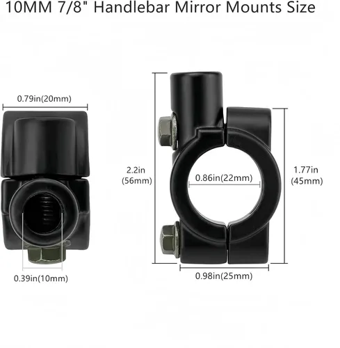 Vista 4 de Abrazadera de montaje en espejo de manillar de 0.394 in 7/8 "de aluminio para manillar de motocicleta retrovisor lateral espejos adaptador abrazadera