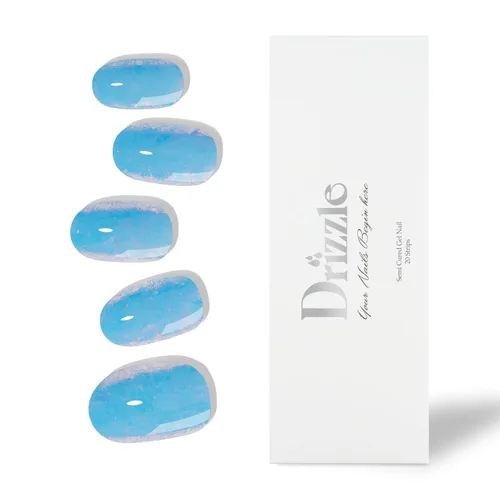 Vista 7 de Drizzle Tiras de uñas de gel semicuradas, calcomanías artísticas de esmalte de uñas reales (requiere luz UV/LED), brillante, color sólido, envoltura