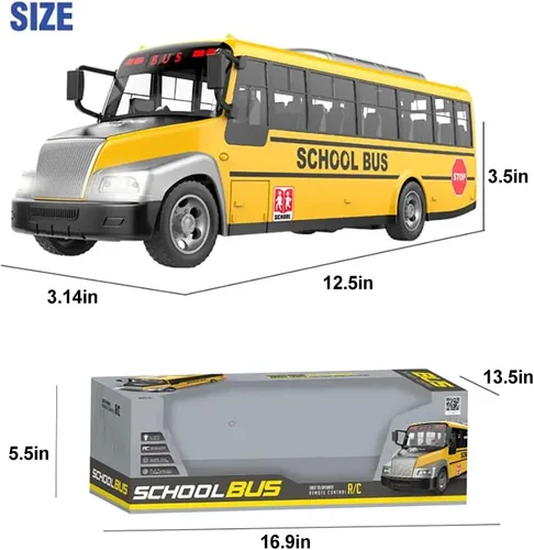 Vista 7 de Liberty Imports Autobús escolar RC - Autobús de juguete con control remoto de 2.4Ghz y luces LED, vehículo electrónico recargable para niños