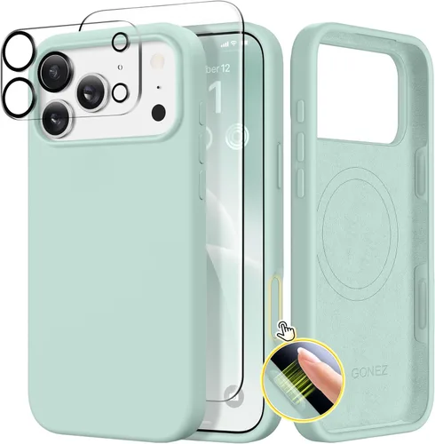 Vista 1928 de GONEZ Funda magnética para iPhone 14, compatible con Magsafe, con protector de pantalla + protector de cámara, forro de microfibra antiarañazos