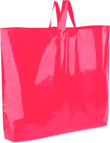 Vista 10 de Bolsas de compras de plástico grandes de 19.5 x 15 pulgadas con asas, bolsas de mercancía negras resistentes de 3 mil de grosor para pequeñas