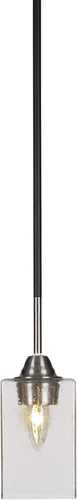 Vista 245 de Toltec Lighting Paramount - Mini colgante de 1 luz en acabado negro mate con cristal de arte perla de 7 pulgadas y estilo negro