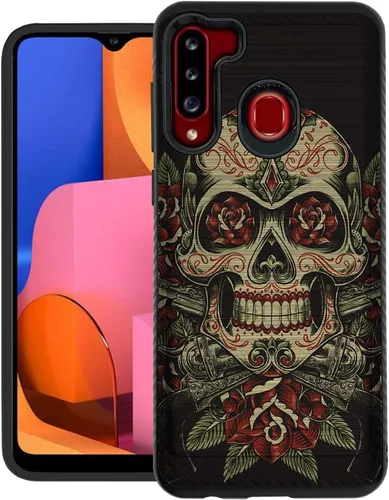 Vista 5 de CasesOnDeck - Funda de agarre compatible con Samsung Galaxy A21 y A21 [blindaje cepillado] Funda delgada y resistente, color negro mate