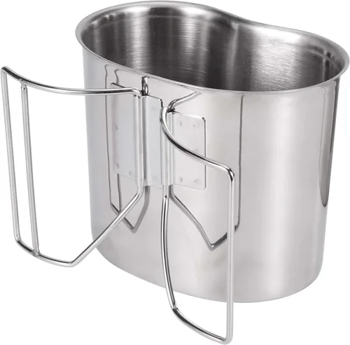 Vista 5 de Goetland - Kit de cantimplora militar del ejército de EE. UU. de acero inoxidable de la Segunda Guerra Mundial, botella de agua de 1.3QT con taza