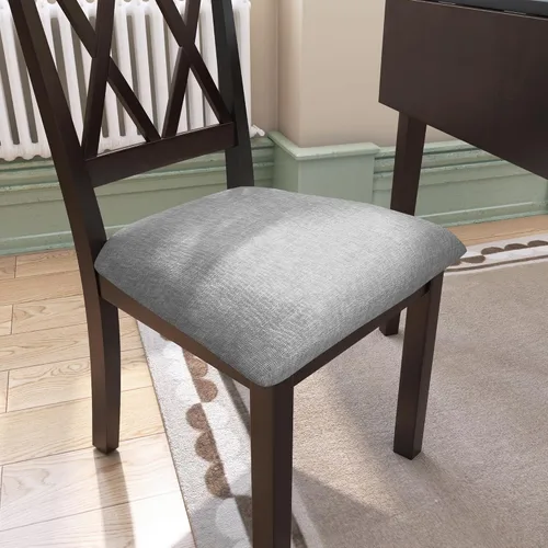 Vista 4 de P PURLOVE Juego de comedor de cocina de 3 piezas, juego de mesa de comedor de madera con mesa de comedor de hoja abatible y 2 sillas de comedor