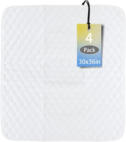 Vista 2 de Almohadillas de cama impermeables para adultos, niños, perros (30.1 x 36.0 in, 4 unidades) impermeables y lavables a máquina, gran protector