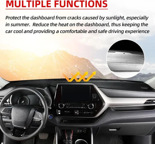 Vista 2 de CZCGYDY Cubierta de salpicadero personalizada para Toyota Highlander 2020 2021 2022 2023 2024 2025, alfombrilla protectora antideslizante