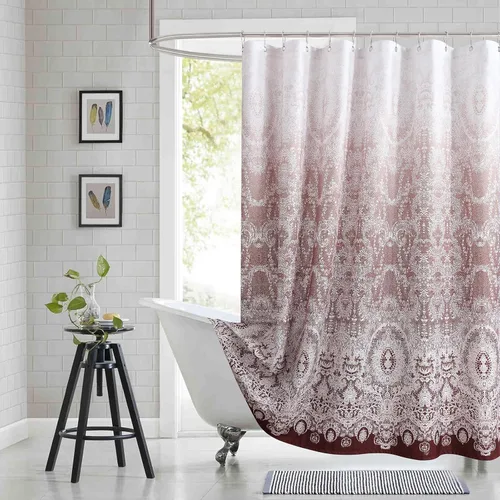 Vista 32 de Cortinas de Ducha Negras, Cortinas de Ducha de Poliéster Impermeable con Rayas Horizontales Degradadas en Blanco y Negro Modernas para Baño, 72x72